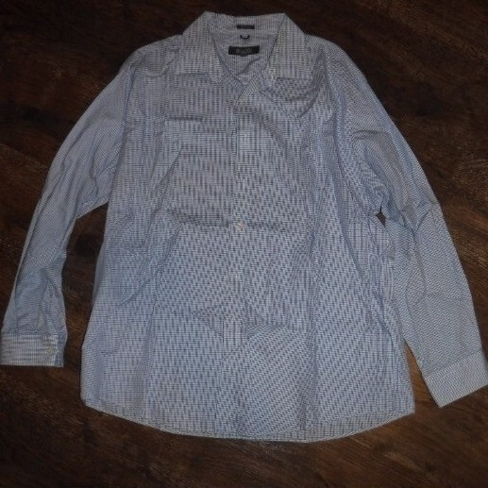 Kenneth Cole Reaction Button Down Mens XL Blue White Excellent Regular‎